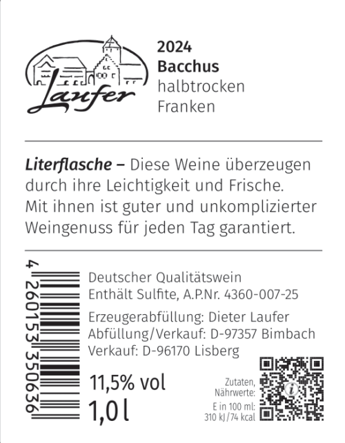 Bacchus halbtrocken 2024 – Bild 2