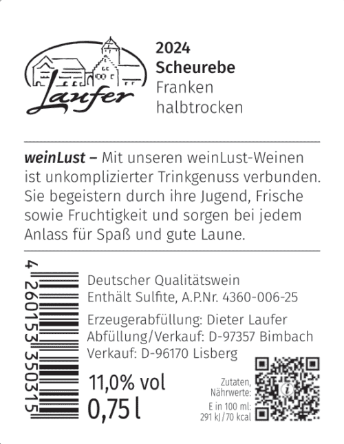weinLust Scheurebe halbtrocken 2024 – Bild 2